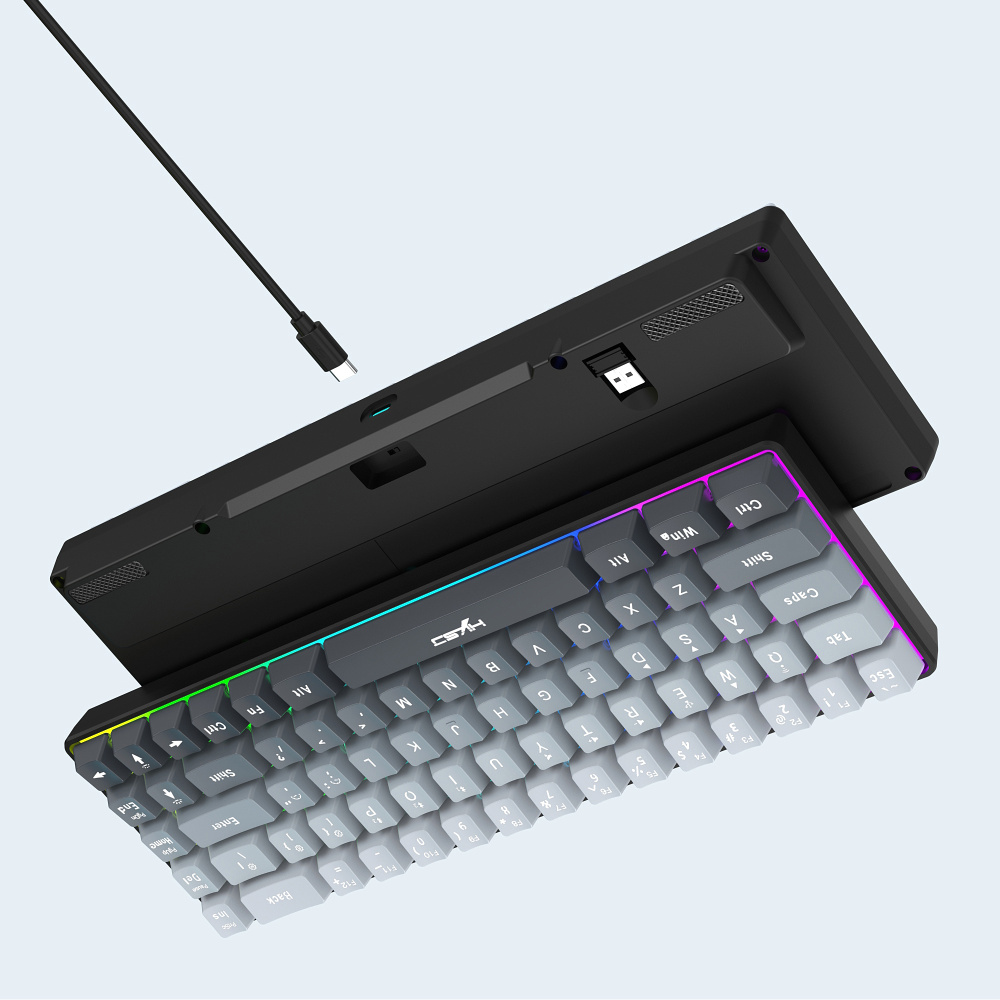 68-key tri-mode wireless Bluetooth membrane gaming keyboard with conflict-free 25 keys, suitable for desktops and laptops, ideal for gamers.